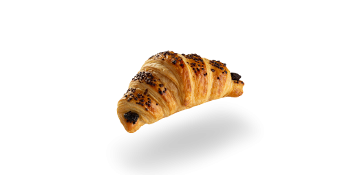 Croissant de Chocolate decorado, produto de pastelaria congelada